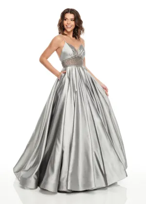 Rachel Allan 7094 Silver Gunmetal Ballgown - Size 10