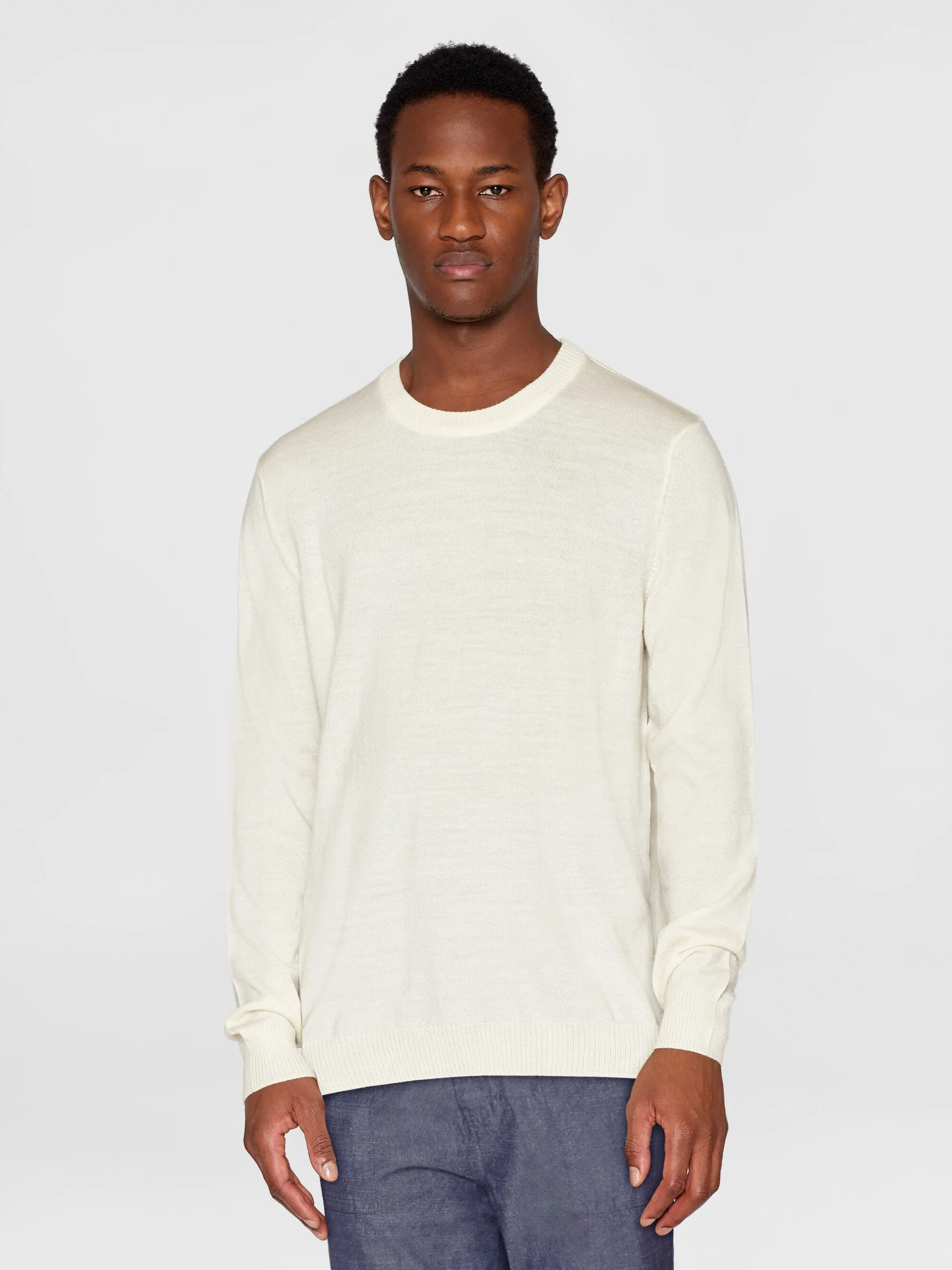 Regular merino knit crew neck - RWS - Egret