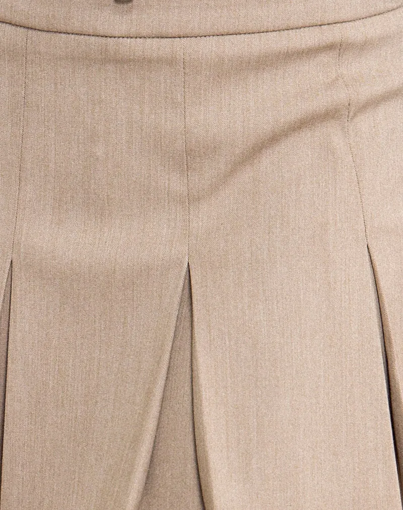 Ronaso Pleated Mini Skirt in Light Brown