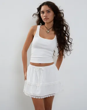 Ryila Frill Mini Skirt in White