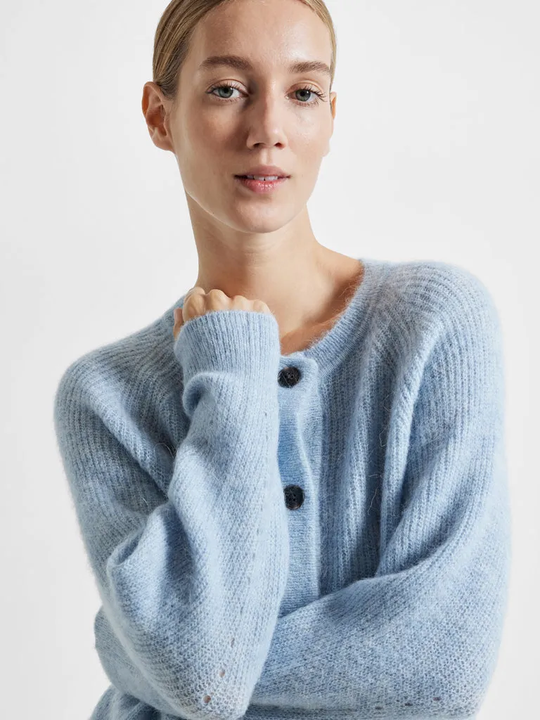 Selected Femme Lulu Short Cardigan in Cashmere Blue