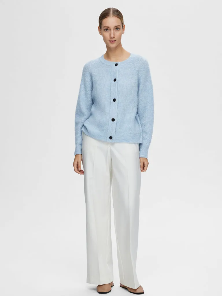 Selected Femme Lulu Short Cardigan in Cashmere Blue