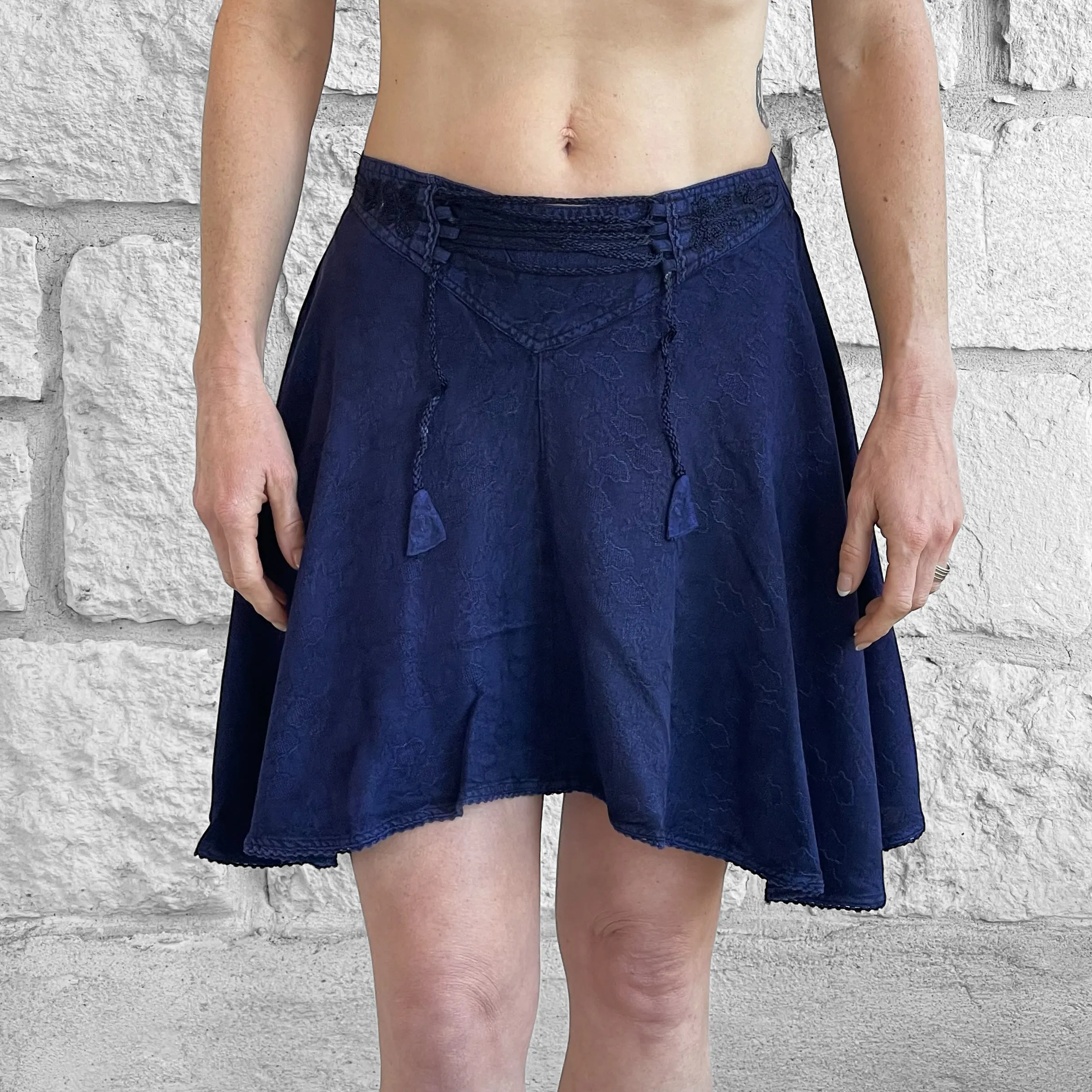 'Short Pixie Fairy Skirt' Embroidered Rayon - Blue