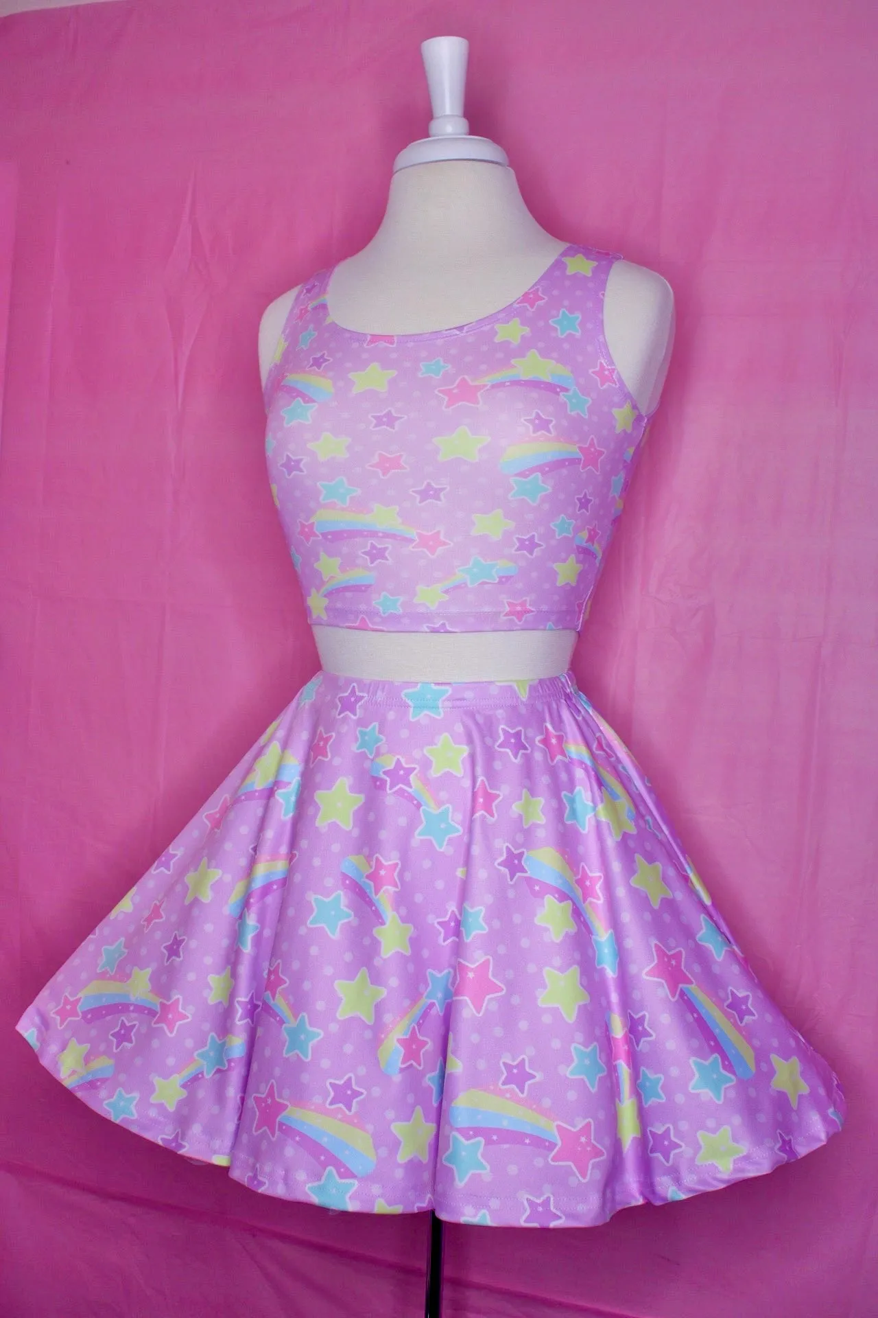 Starry Party Purple Skater Skirt [Made To Order]