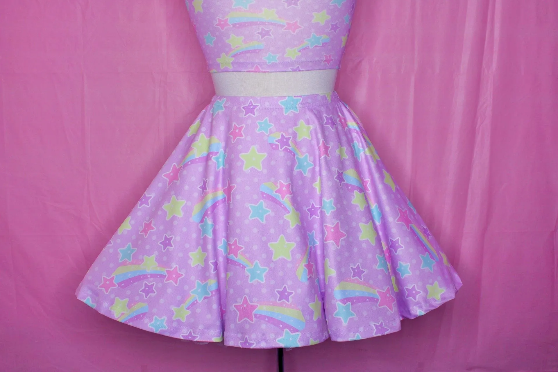 Starry Party Purple Skater Skirt [Made To Order]