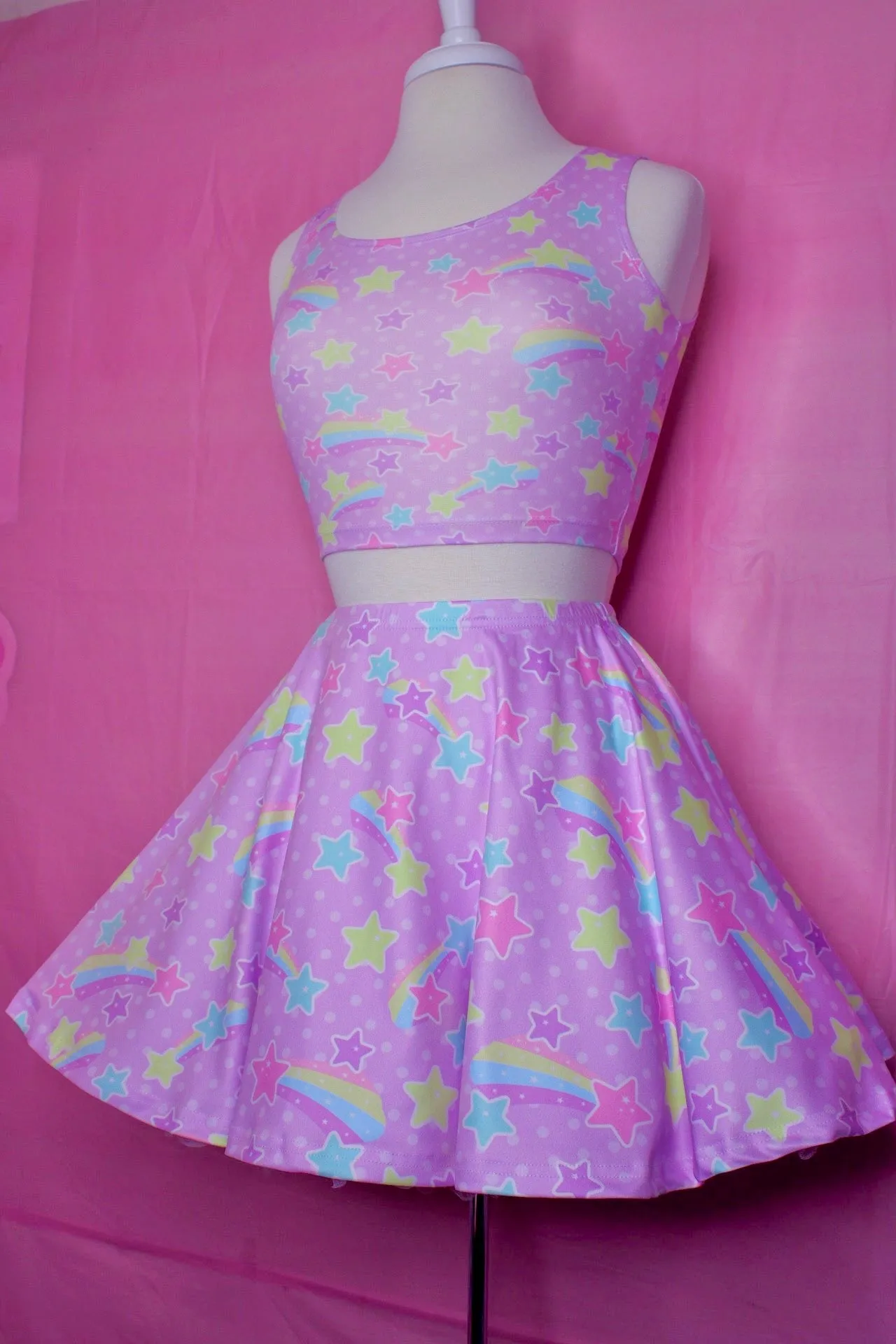 Starry Party Purple Skater Skirt [Made To Order]