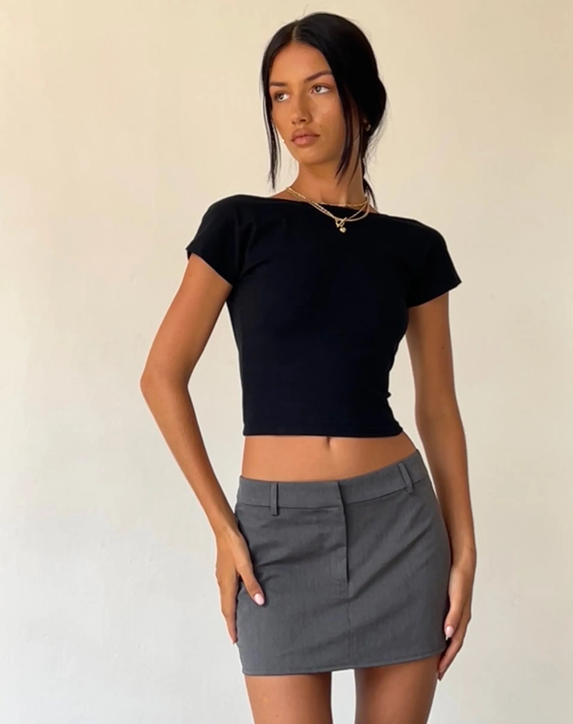 Sukra Mini Tailored Skirt in Charcoal