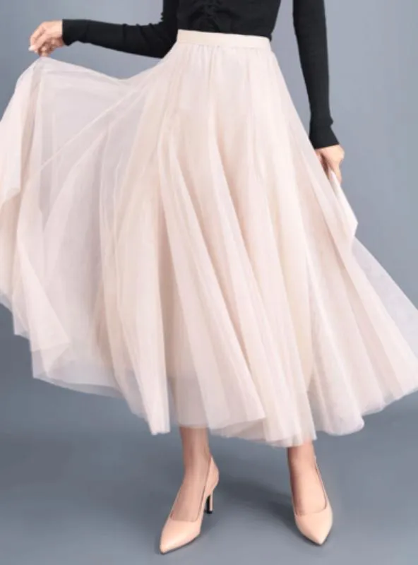 TastyHottie - A-Line Elegant Maxi Tulle Ankle Length Skirt