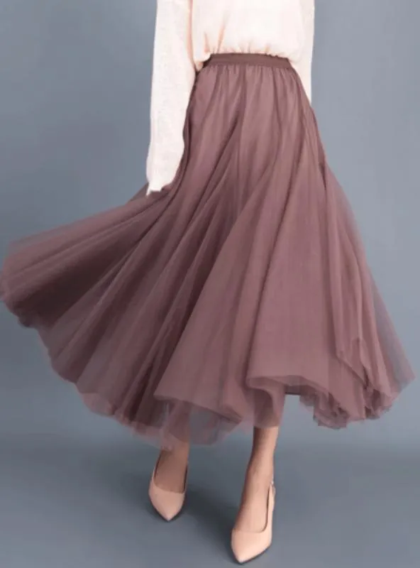 TastyHottie - A-Line Elegant Maxi Tulle Ankle Length Skirt