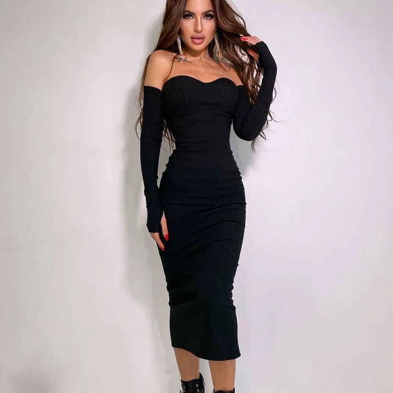 TastyHottie - Aimee Strapless Knitted Midi Dress