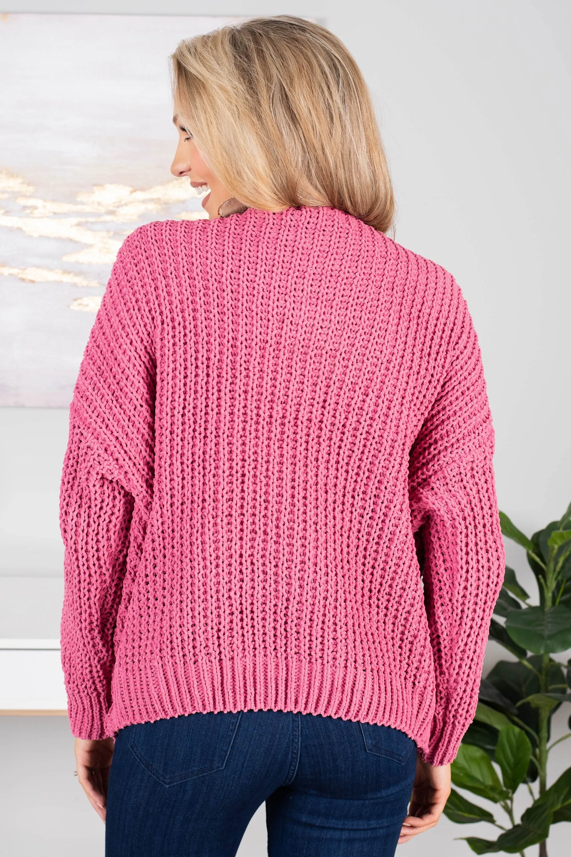 The Look Mauve Pink Chenille Sweater