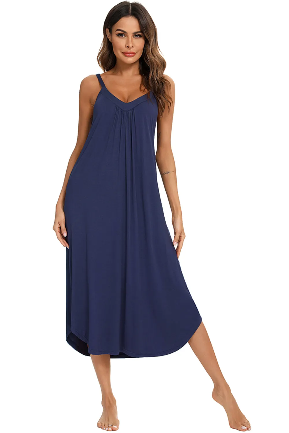 V-Neck Midi Lounge Dress