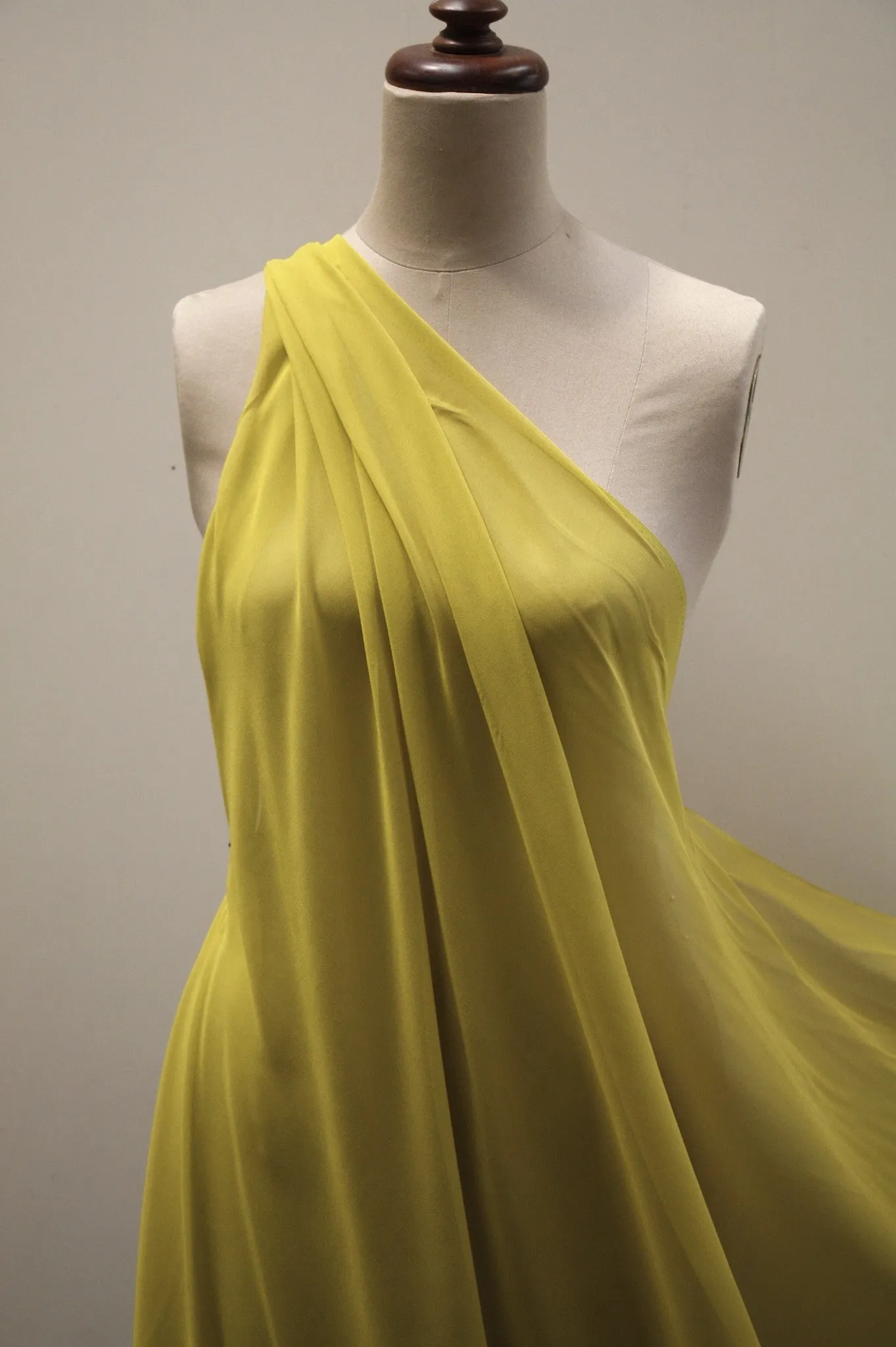 Warm Olive Silk Georgette