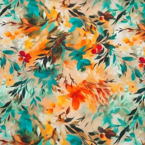 Warm Tropical Jungle Viscose Challis Fabric